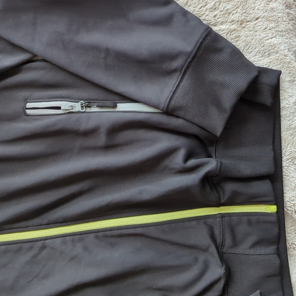 Bench. Longer Black Lime Green Full Zip Hooded Long Leave Sweatshirt Size M - Picture 2 of 7